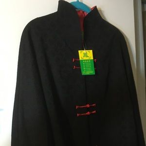 NWT black/red Chinese jacket peacock detail, 16